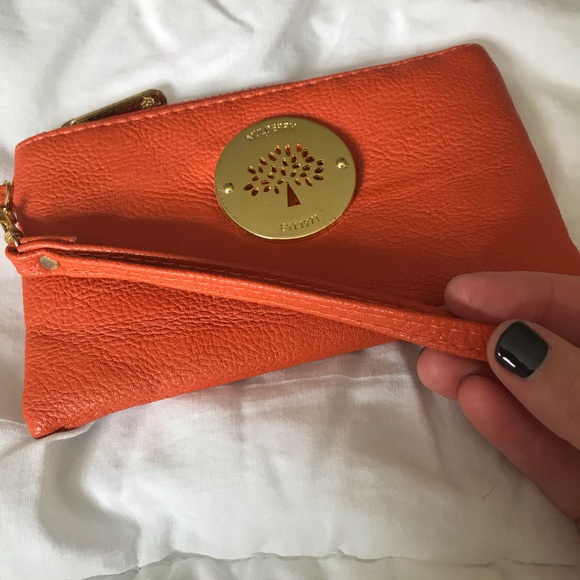 MULBERRY Orange Leather Wristlet Zip -Up - Picture 5 of 12